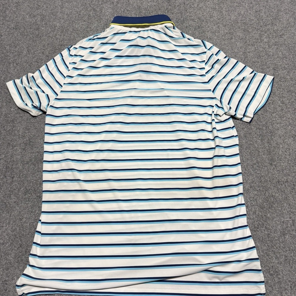 Greyson Polo Shirt Mens L White Blue Stripe Jonathan's Landing Jupiter Florida - Picture 5 of 6